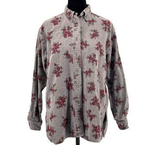 Vtg LL Bean Flannel Shirt Womens S Floral Button Up Flannel USA Grunge 90s‎ Y2K